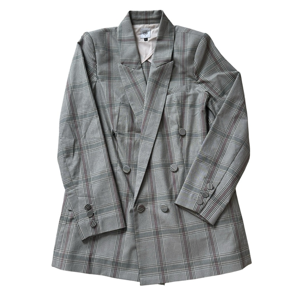 Cabi Blazer Jacket Women's Size 8 Sleuth‎ Plaid Double Breasted Gray Style #5470
